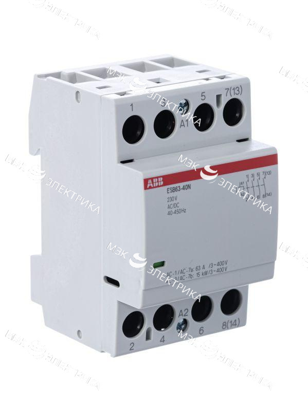 Контактор ESB63-40N-06 модульный (63А АС-1 4НО) катушка 230В AC/DC ABB 1SAE351111R0640