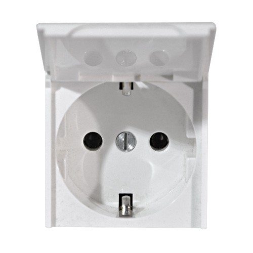 Розетка 1-м СП 2мод. Mosaic 16А IP41 антибактер. 2P+E с заземл. с крышкой безвинтов. клеммы механизм