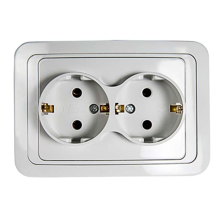 Розетка 2-м CLASSICO с заземл. 2128 бел. ASD / IN HOME