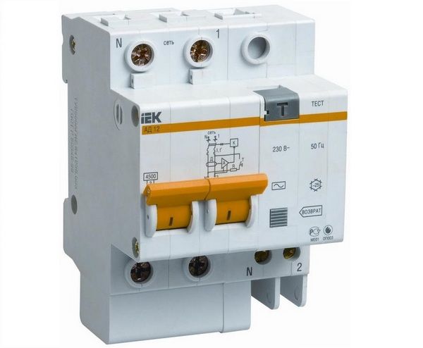 Выключатель автоматический дифференциального тока 2п C 16А 100мА тип AC 4.5кА АД-12 IEK MAD10-2-016-