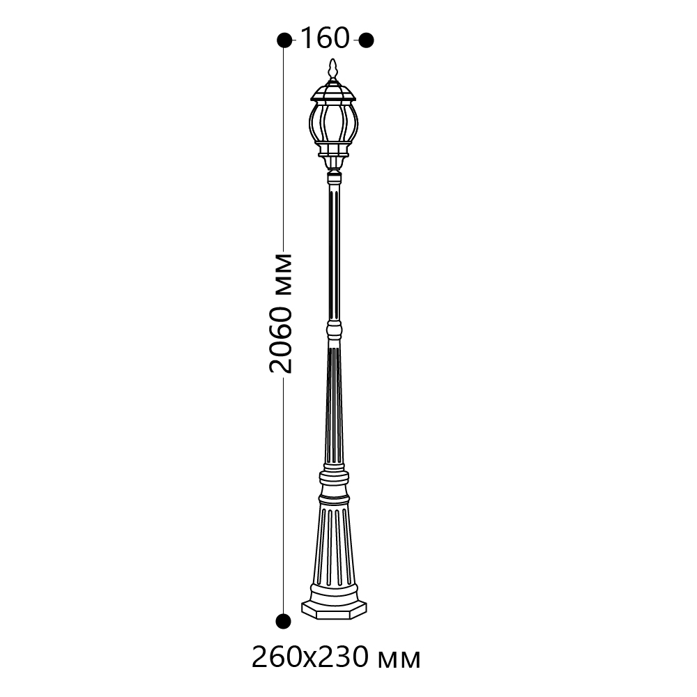 Светильник садово-парковый Feron 8111 столб 100W E27 230V, черный