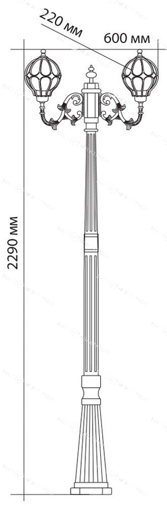 Светильник садово-парковый, 2*60W 230V E27 черное золото, IP44, PL3808