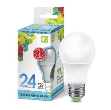 Лампа светодиодная LED-A65-standard 24Вт грушевидная 230В E27 4000К 2160лм ASD
