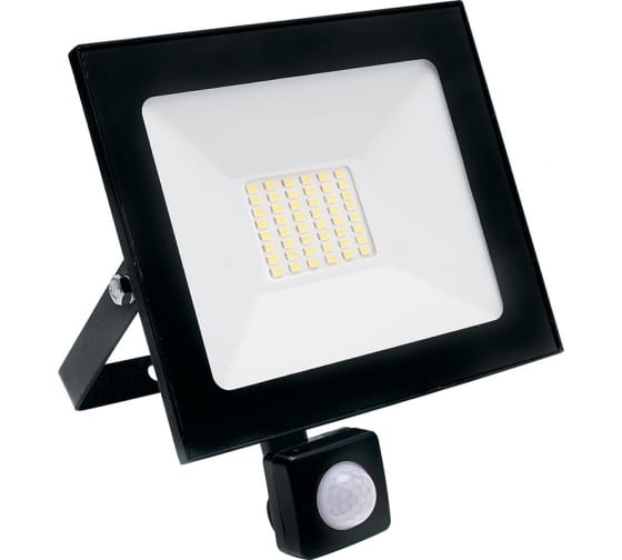 Прожектор светодиодный с встроенным датчиком 2835SMD, 50W 6400K AC220V/50Hz IP65, черный в компактн Прожектор светодиодный с встроенным датчиком 2835SMD, 50W 6400K AC220V/50Hz IP65, черный в компактн