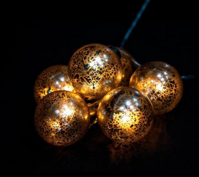Гирлянда "шары стеклянные золотистые", CL110  Гирлянда "шары стеклянные золотистые", CL110