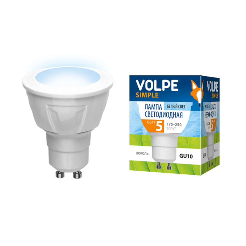 Лампа светодиодная GU10- 5W-JCDR/S белый Серия Simple Volpe