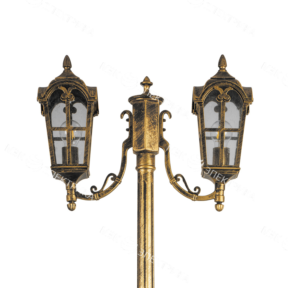 Светильник садово-парковый, 2*60W 230V E27 черное золото, PL109