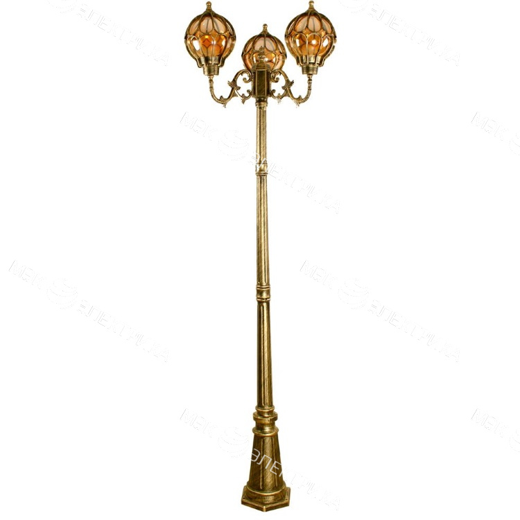 Светильник садово-парковый 3*60W 230V E27 2,15M черное золото, PL3809 "Сфера" Feron