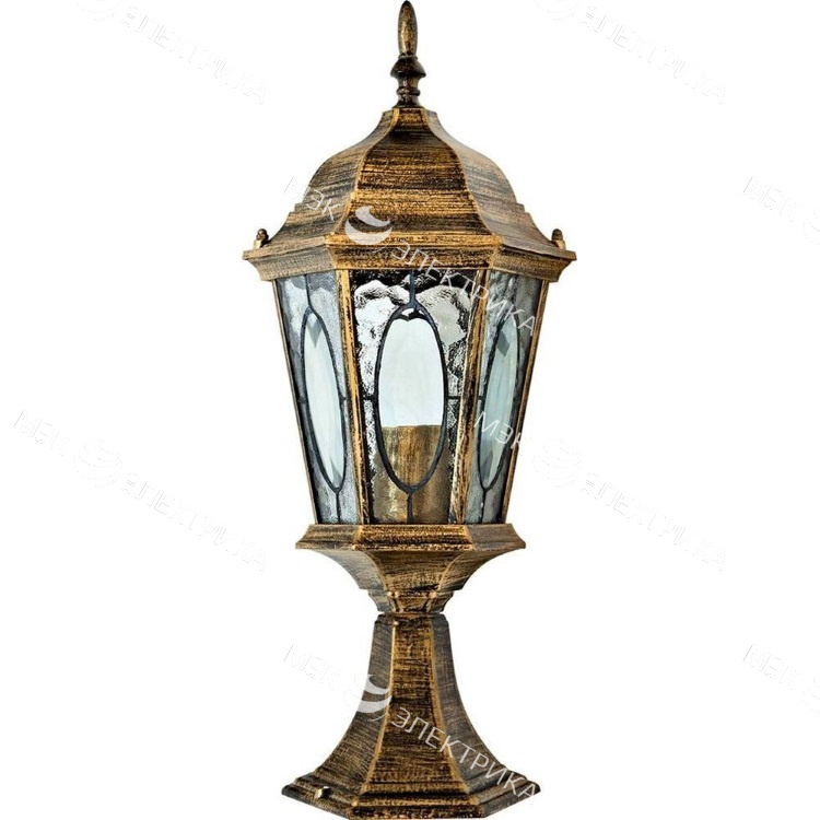 Светильник садово-парковый 60W 230V E27 черное золото, PL163 "Витраж" Feron