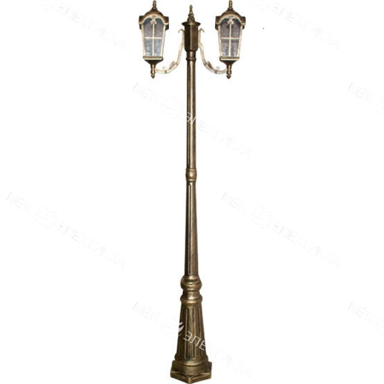 Светильник садово-парковый, 2*60W 230V E27 черное золото, PL109