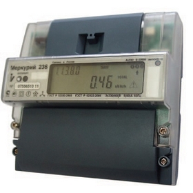 Электросчетчик Меркурий 236 ART-03 RS 5(10)А/ 3*230/400В многотарифный, ЖКИ, оптопорт, RS485