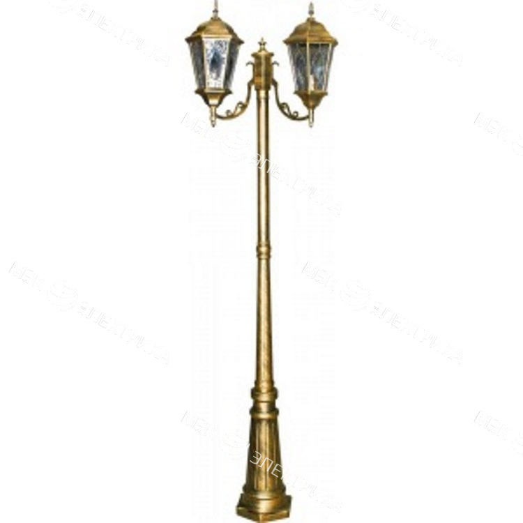 Светильник садово-парковый, 2*60W 230V E27 черное золото, PL157