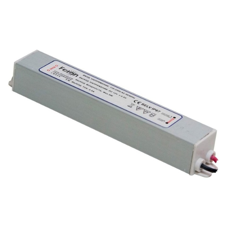 Трансформатор электронный для светодиодной ленты 6W 12V IP67 (драйвер), LB006