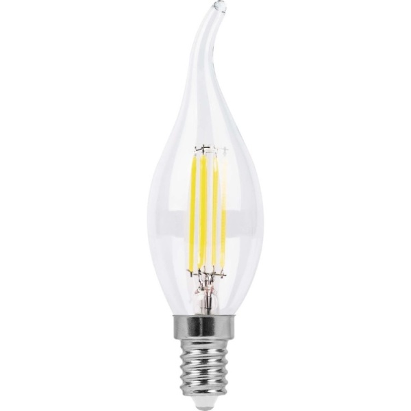 Лампа светодиодная E14- 7W-2700K LB-67 теплый белый (свеча на ветру прозрачная) Feron 