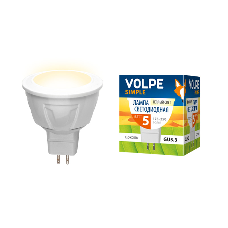 Лампа светодиодная GU5.3-220V-5W-3000K JCDR теплый белый Серия Simple Volpe