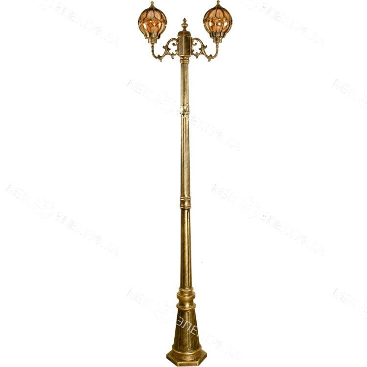 Светильник садово-парковый, 2*60W 230V E27 черное золото, IP44, PL3808