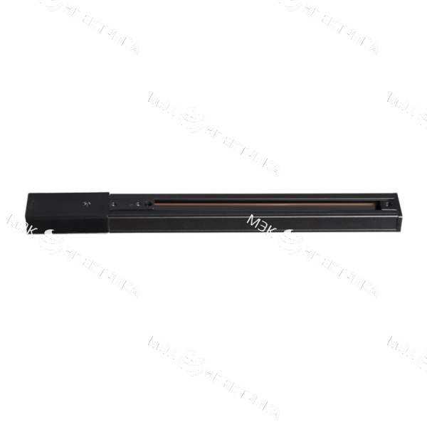 Шинопровод однофазный с токопроводом и заглушкой для трековых светильников, черный, 1м