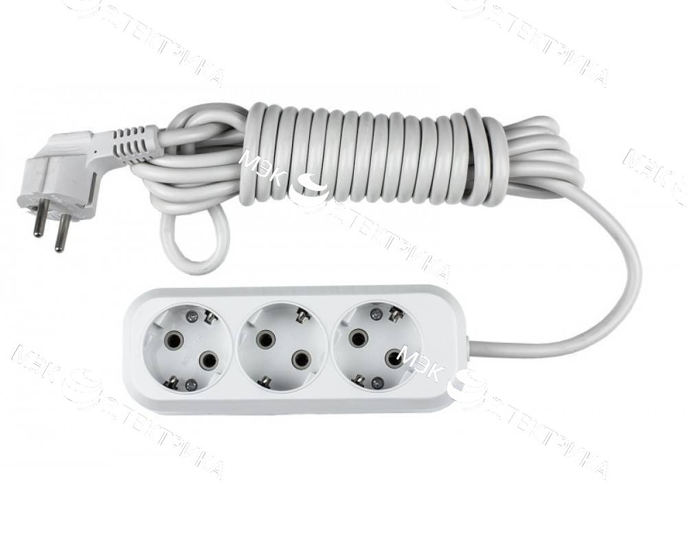 Удлинитель УЗ-3-5 3-х местн 5м. с з/к АБС пластик ASD