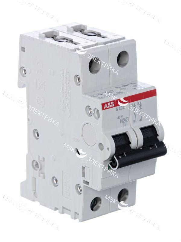 Выключатель автоматический модульный 2п C 63А 6кА S202 C63 ABB 2CDS252001R0634