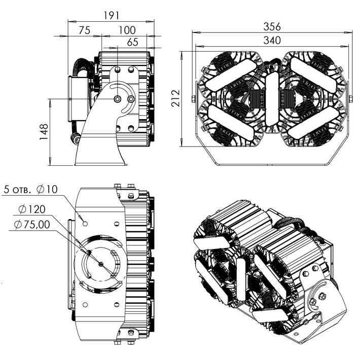 Светильник L-lego II 250 banner/202/Д/4.0K/01/L100/IKIX-66/220AC IP66 поворотное крепление LEDEL LII186