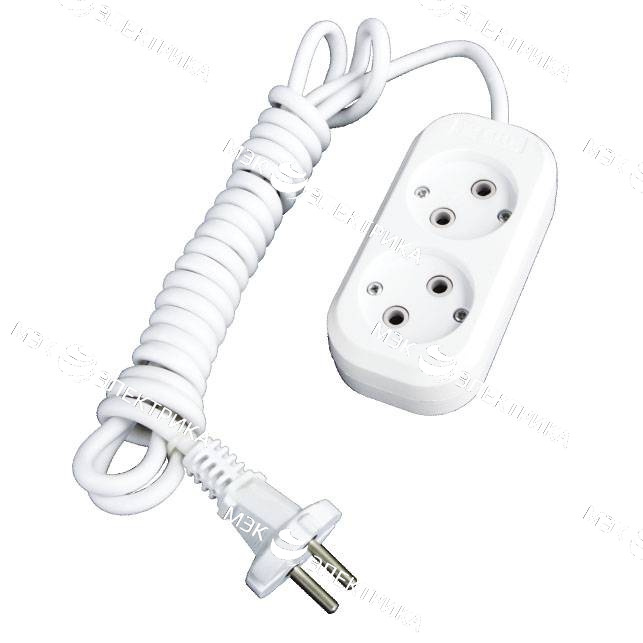 Удлинитель 2гн. 2м б/з ПВС 2x0,75 10А T-Plast