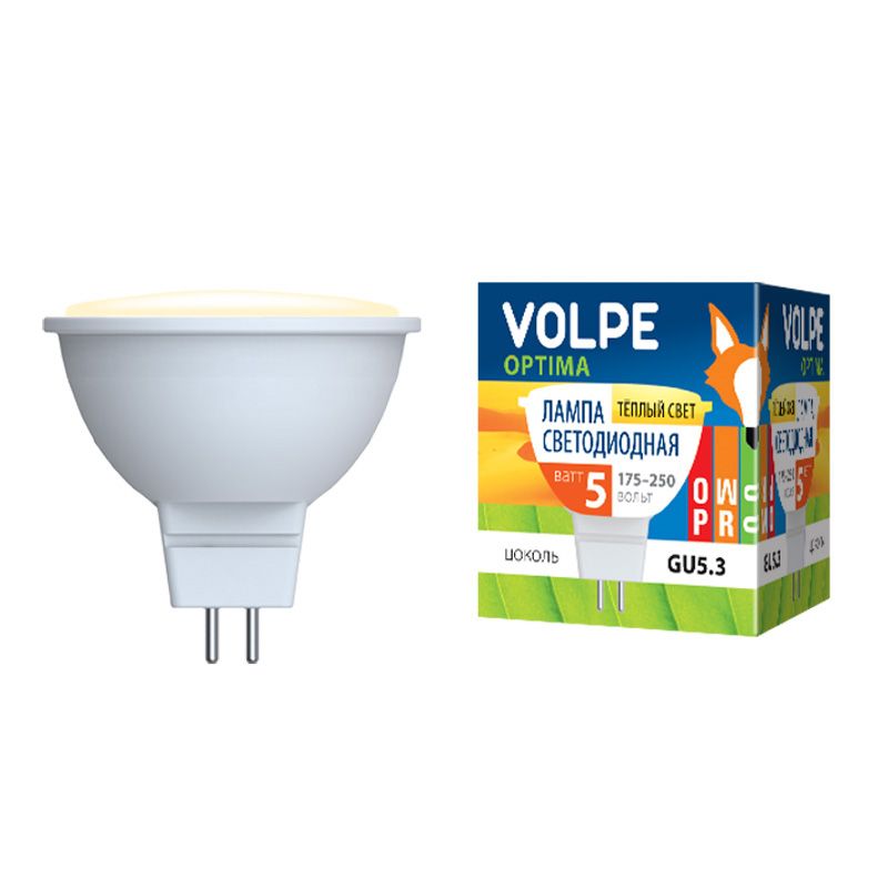 Лампа светодиодная GU5.3-220V-5W-3500K JCDR теплый белый Серия Optima Volpe