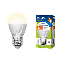 Лампа светодиодная E27- 6W-теплый белый-G45 Серия Simple Volpe (шар)