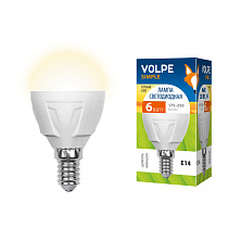 Лампа светодиодная E14- 6W-теплый белый-G45 Серия Simple Volpe (шар)