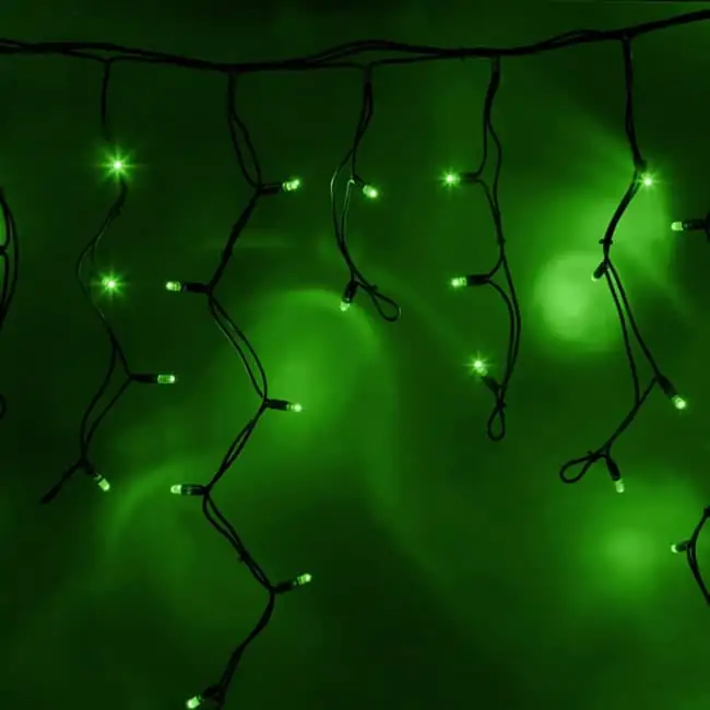 Гирлянда Айсикл (бахрома) светодиодный, 4,0 х 0,6 м, черный провод "КАУЧУК", 230 В, диоды зеленые, 1